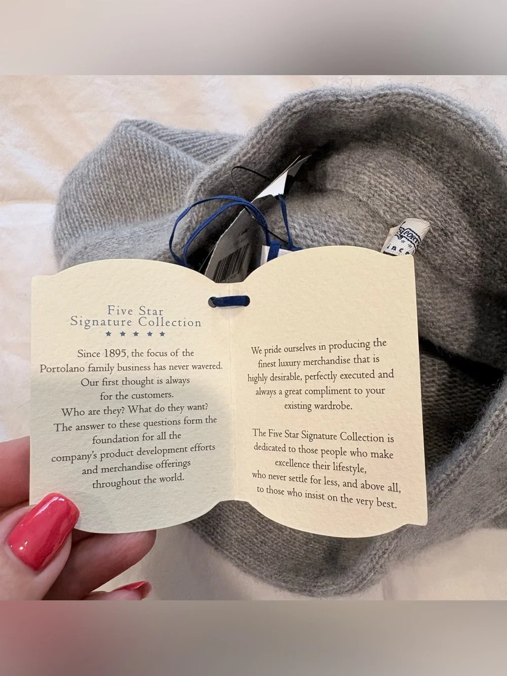 Portolano 100% Cashmere Gray Slouchy Beanie Hat NWT One Size